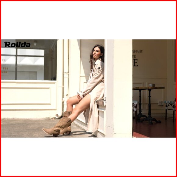 Women's Cowboy Boots Pointed Toe Stitched Embroidery Comfortable Western Boots - Picture 7 of 7